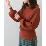 ブラウン | ボリュ ム袖ボトルネックニットトップス バルーンスリーブ | SpRay