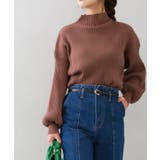 ライトブラウン | ボリュ ム袖ボトルネックニットトップス バルーンスリーブ | SpRay