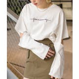 オフホワイト | ロゴ刺繍肘あきロングTシャツ | SpRay