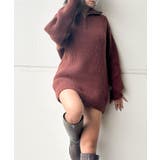 ブラウン | ハイネックZIP BIGニット | SpRay