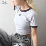 リボン半袖リンガーTシャツ | SpRay | 詳細画像1