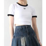 ホワイト | リボン半袖リンガーTシャツ | SpRay
