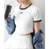 オートミール | リボン半袖リンガーTシャツ | SpRay