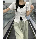 レ－スアップフェイクレイヤ－ドトップス | SpRay | 詳細画像8 