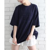ネイビー | 貼付ロゴBIGTシャツ | SpRay