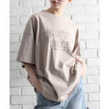 ベージュ | 貼付ロゴBIGTシャツ | SpRay