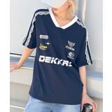 ネイビー | 袖レースゲームTシャツ | SpRay