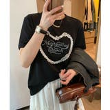 ブラック | ハートレースロゴTシャツ | SpRay