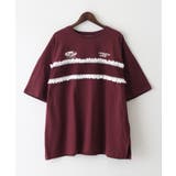ボルドー | ロゴ刺繍レース Tシャツ | SpRay