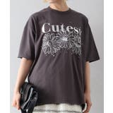 チャコールグレー | FLOWERストーンTシャツ | SpRay