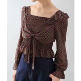 ブラウン | チェックシャーリングリボンブラウス | SpRay