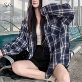 ビエラチェック切り替えフードシャツ | SpRay | 詳細画像1 