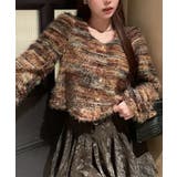 ワイン | フェザーボーダーカーディガン | SpRay