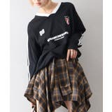ブラック | 袖ラインスポーツロゴVネックロンT | SpRay