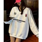 ホワイト | 袖ラインスポーツロゴVネックロンT | SpRay