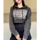 チャコールグレー | ロゴ貼付けクロップドパーカー | SpRay