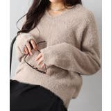 ベージュ | シャギーVネックニット | SpRay