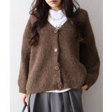 ブラウン | 起毛アゼ編Vネックカーディガン | SpRay