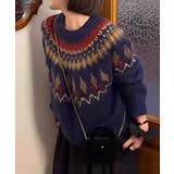 ネイビー | 求心柄ニットトップス | SpRay