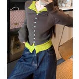 ブラウン | リブニットレイヤードトップス | SpRay