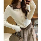 アイボリー | リブニットレイヤードトップス | SpRay