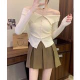 アイボリー | 襟付きオフショルニット | SpRay