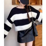 シャギーボーダークロップドニット | SpRay | 詳細画像1 