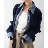 デニム切替フェイクレイヤードカーディガン | SpRay | 詳細画像28 