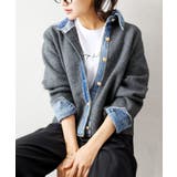 デニム切替フェイクレイヤードカーディガン | SpRay | 詳細画像53 