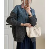 デニム切替ニットカーディガン | SpRay | 詳細画像18 