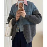 デニム切替ニットカーディガン | SpRay | 詳細画像20 