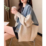 デニム切替ニットカーディガン | SpRay | 詳細画像23 