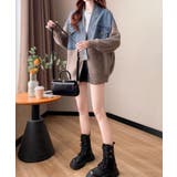 デニム切替ニットカーディガン | SpRay | 詳細画像3 