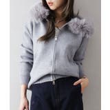 グレー | ファー付ニットロングジップパーカー | SpRay