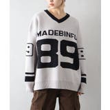 ナンバリングジャガードＶネックニット | SpRay | 詳細画像3 