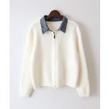 デニム衿ジップニットカーディガン | SpRay | 詳細画像10 