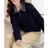 デニム衿ジップニットカーディガン | SpRay | 詳細画像18 