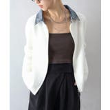 デニム衿ジップニットカーディガン | SpRay | 詳細画像3 