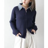 デニム衿ジップニットカーディガン | SpRay | 詳細画像33 