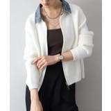 デニム衿ジップニットカーディガン | SpRay | 詳細画像4 