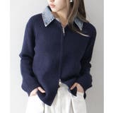 デニム衿ジップニットカーディガン | SpRay | 詳細画像34 