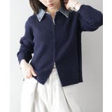 デニム衿ジップニットカーディガン | SpRay | 詳細画像35 