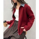 デニム衿ジップニットカーディガン | SpRay | 詳細画像62 