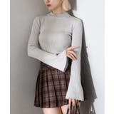 ライトグレー | ラメフレアスリーブハイネックニット | SpRay