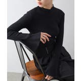 ブラック | ラメフレアスリーブハイネックニット | SpRay