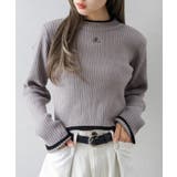 バイカラーリブ刺繍プチハイネックニット | SpRay | 詳細画像30 