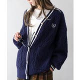 ネイビー | ケーブルラインカーディガン | SpRay