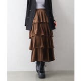 ブラウン | ベロアプリーツティアードロングスカート | SpRay