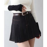 ブラック | ベルト付きステッチプリーツミニスカート | SpRay