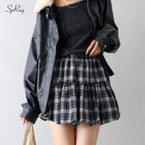 ベルト付きチェックバルーンミニスカート | SpRay | 詳細画像1 